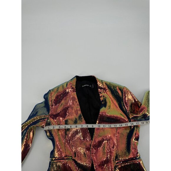 BlankNYC Sequin Jacket Iridescent Open Front NYE Party Multicolor Holiday XS - Picture 7 of 8